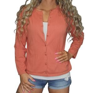 Orange Sweater Cardigan Womens XL Knit Button Up Long Sleeve Comfy All Seasons